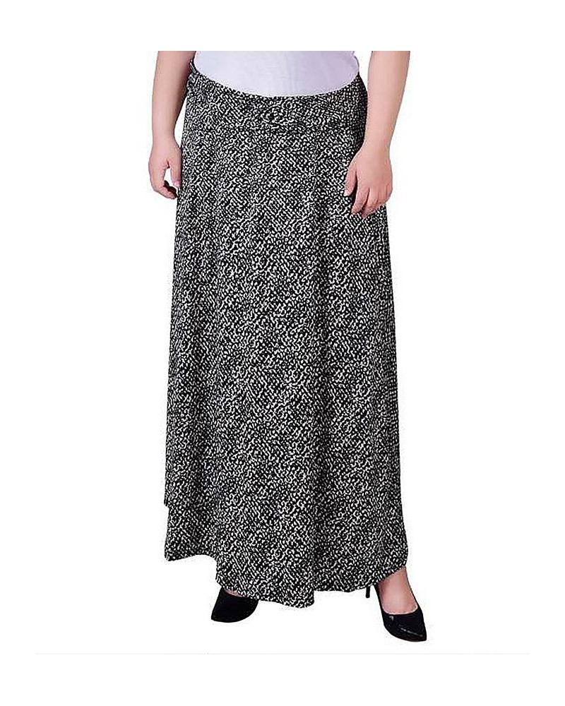 Plus Size Maxi A-Line Skirt with Front Faux Belt Jet Mixedshade $13.06 Skirts