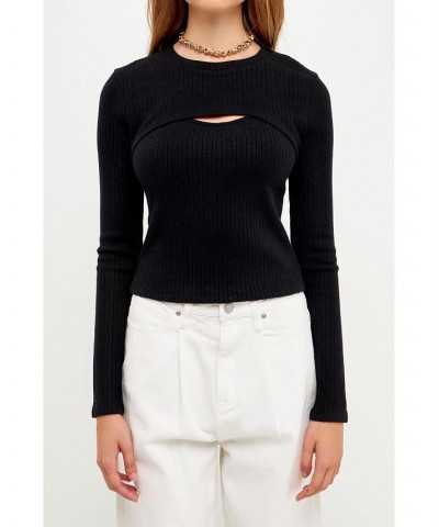 Women's 2 Piece Knit Top Black $46.80 Tops