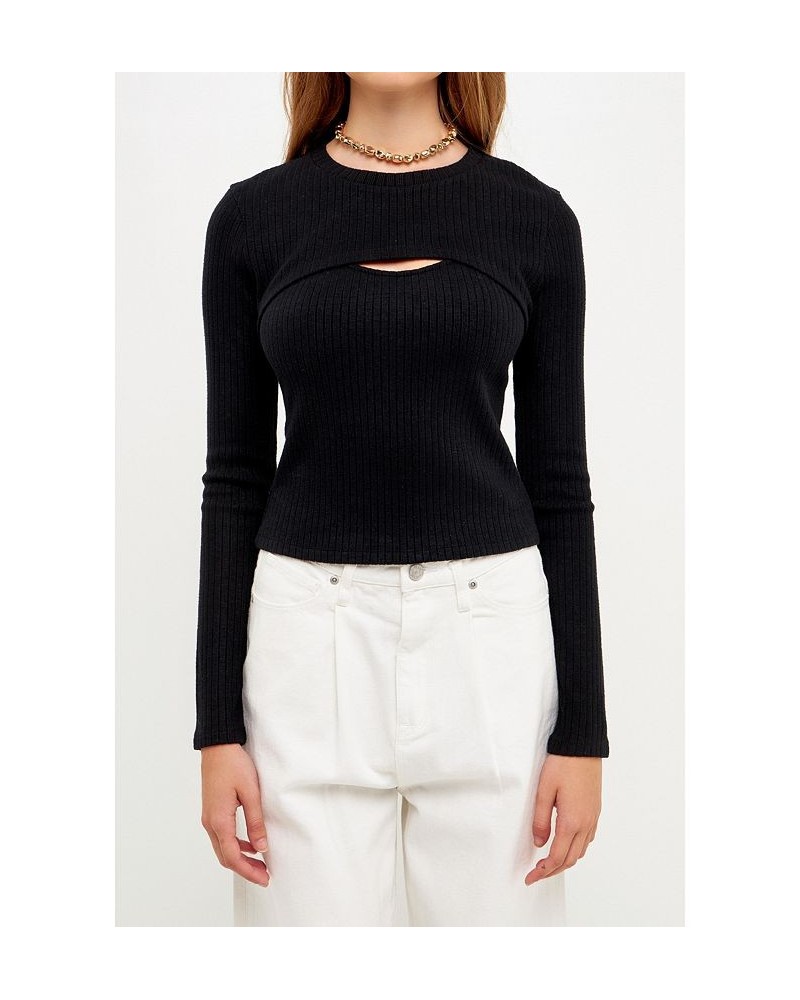 Women's 2 Piece Knit Top Black $46.80 Tops