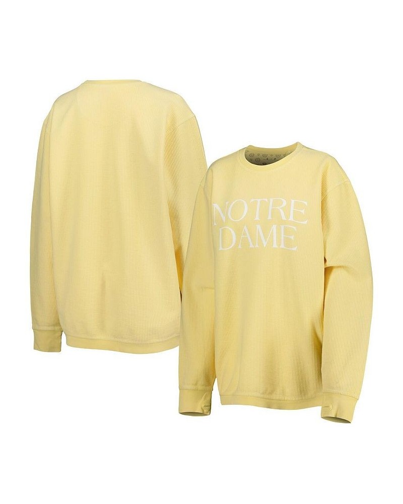 Women's Yellow Notre Dame Fighting Irish Comfy Cord Bar Print Pullover Sweatshirt Yellow $38.40 Sweatshirts