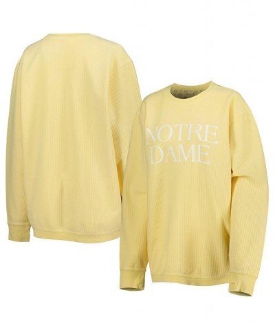 Women's Yellow Notre Dame Fighting Irish Comfy Cord Bar Print Pullover Sweatshirt Yellow $38.40 Sweatshirts