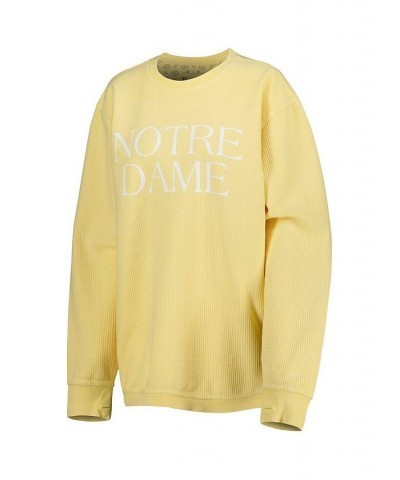 Women's Yellow Notre Dame Fighting Irish Comfy Cord Bar Print Pullover Sweatshirt Yellow $38.40 Sweatshirts