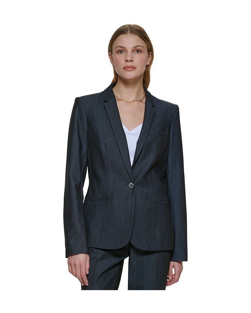 One-Button Blazer Blue $35.19 Jackets