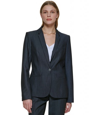 One-Button Blazer Blue $35.19 Jackets