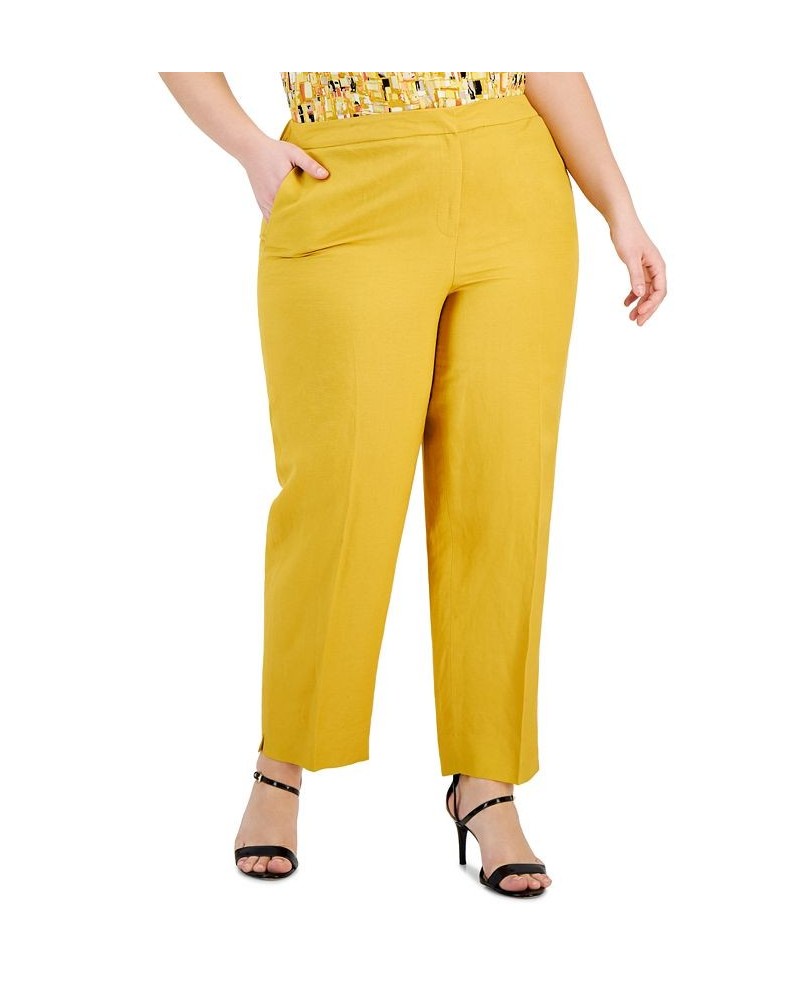 Plus Size Mid-Rise Straight-Leg Slit-Hem Pants Butterscotch $41.58 Pants