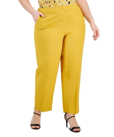 Plus Size Mid-Rise Straight-Leg Slit-Hem Pants Butterscotch $41.58 Pants