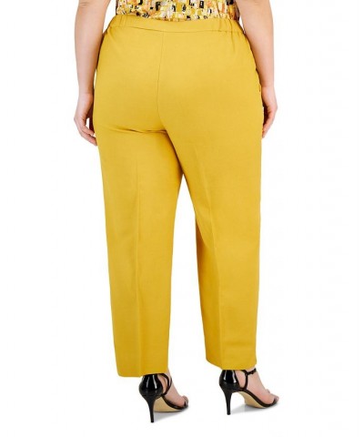 Plus Size Mid-Rise Straight-Leg Slit-Hem Pants Butterscotch $41.58 Pants