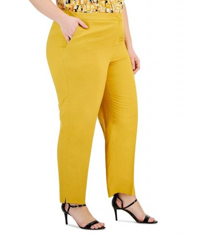 Plus Size Mid-Rise Straight-Leg Slit-Hem Pants Butterscotch $41.58 Pants