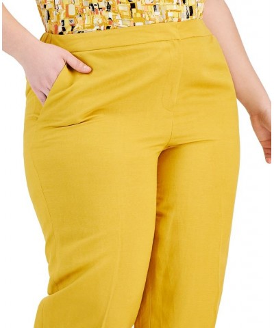 Plus Size Mid-Rise Straight-Leg Slit-Hem Pants Butterscotch $41.58 Pants