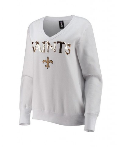 Women's White New Orleans Saints Victory V-Neck Pullover Sweatshirt White $35.70 Sweatshirts