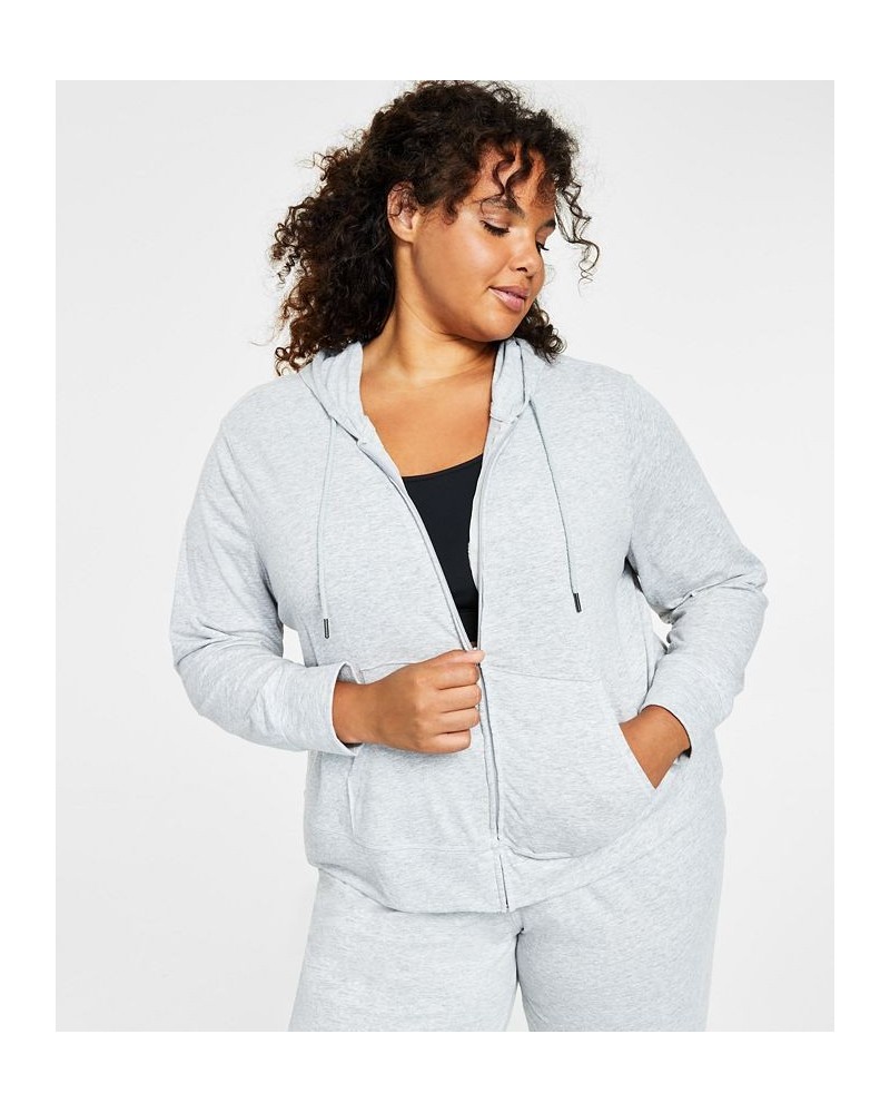 Plus Size Full-Zip Hooded Jacket Gray $13.16 Jackets