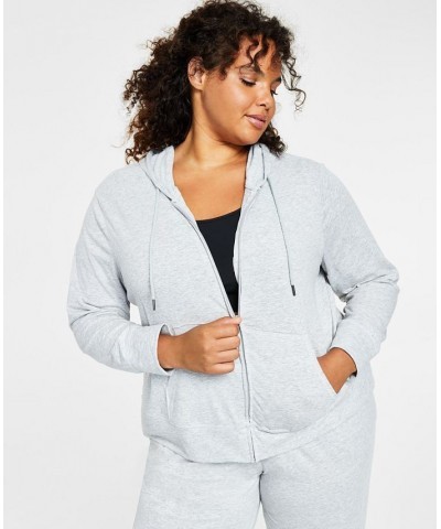 Plus Size Full-Zip Hooded Jacket Gray $13.16 Jackets