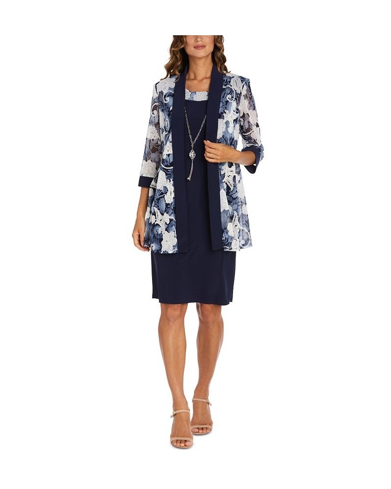 Women's Printed Dress and Jacket Navy/denim $37.06 Dresses