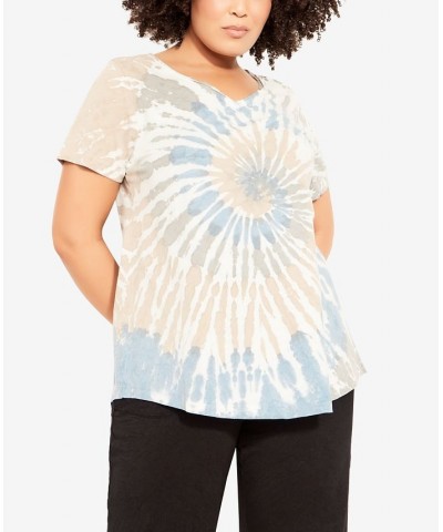 Plus Size Miya Tie Dye Top Delft Blue $35.88 Tops