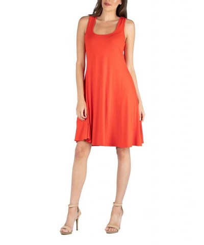 Women's Sleeveless A-Line Fit and Flare Skater Dress Orange $28.60 Dresses