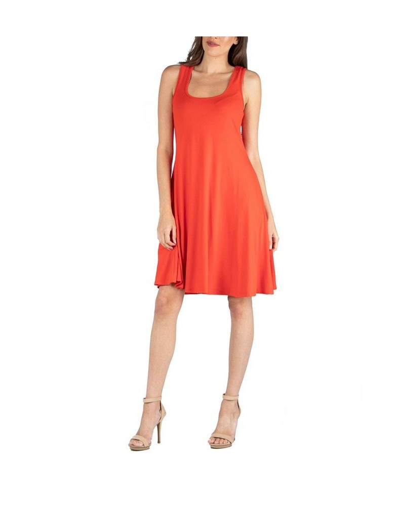 Women's Sleeveless A-Line Fit and Flare Skater Dress Orange $28.60 Dresses