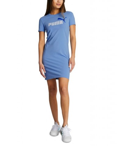 Women's Essential Slim T-Shirt Dress Blue $22.40 Dresses