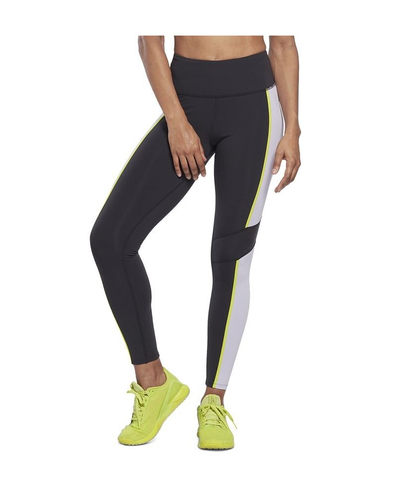 Women's Lux High-Waist Colorblock Full-Length Leggings Black $35.25 Pants