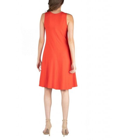 Women's Sleeveless A-Line Fit and Flare Skater Dress Orange $28.60 Dresses