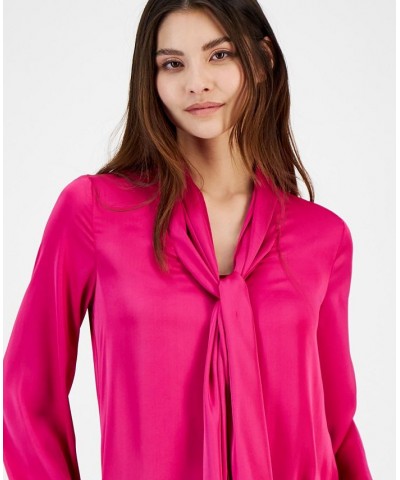 Women's Bow-Tie Long-Sleeve Blouse Tamarind $23.13 Tops