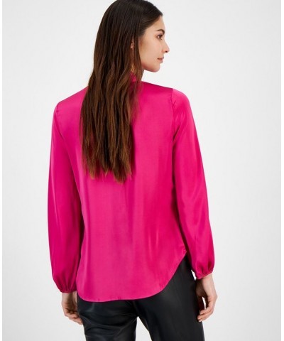 Women's Bow-Tie Long-Sleeve Blouse Tamarind $23.13 Tops