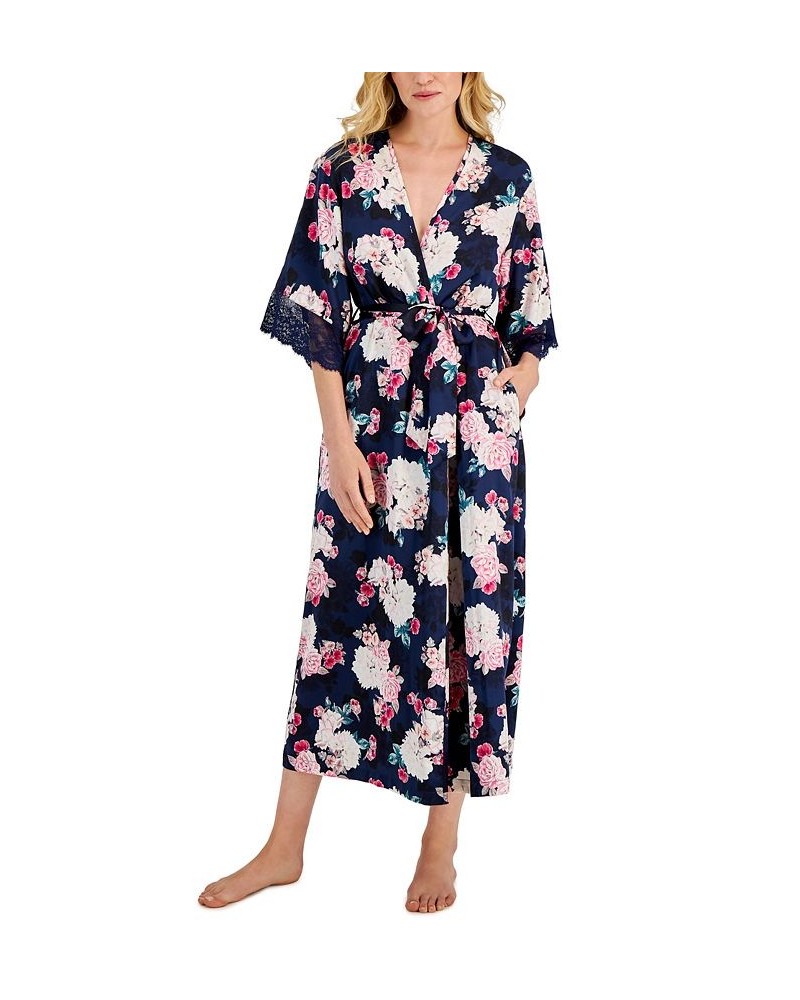 Women's Bouquet Lace-Trim Long Wrap Robe Bouquet Floral $17.01 Sleepwear