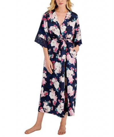 Women's Bouquet Lace-Trim Long Wrap Robe Bouquet Floral $17.01 Sleepwear