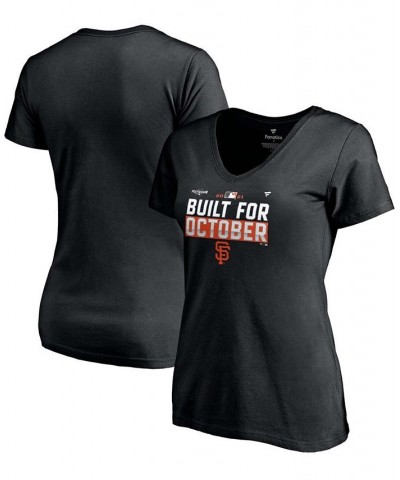 Women's Black San Francisco Giants 2021 Postseason Locker Room V-Neck T-shirt Black $15.48 Tops