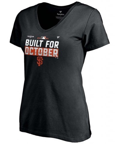 Women's Black San Francisco Giants 2021 Postseason Locker Room V-Neck T-shirt Black $15.48 Tops