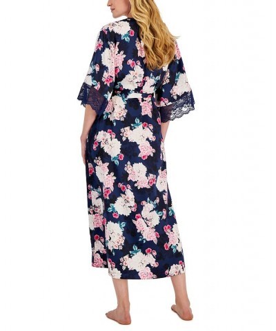 Women's Bouquet Lace-Trim Long Wrap Robe Bouquet Floral $17.01 Sleepwear