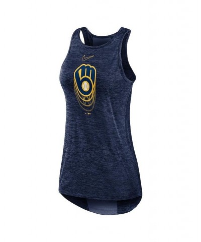 Women's Navy Milwaukee Brewers Logo Fade High Neck Performance Tank Top Navy $27.99 Tops