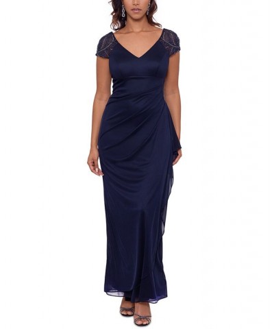 Embellished-Sleeve Gown Blue $86.94 Dresses