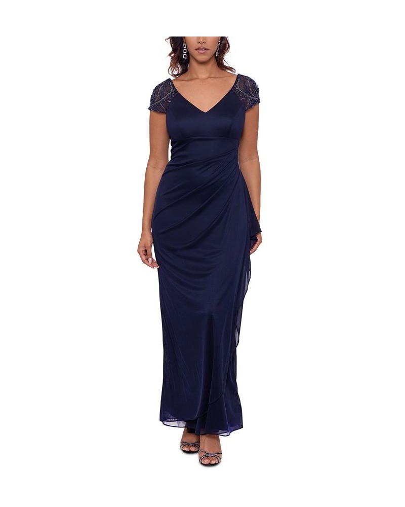 Embellished-Sleeve Gown Blue $86.94 Dresses