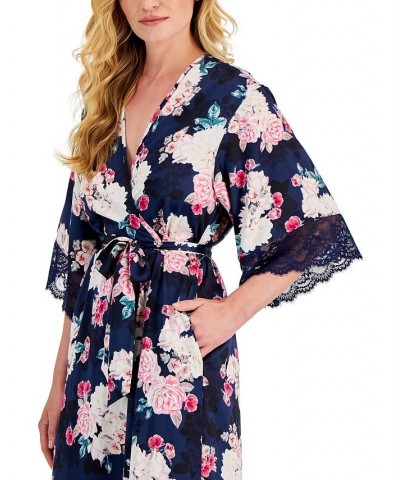 Women's Bouquet Lace-Trim Long Wrap Robe Bouquet Floral $17.01 Sleepwear