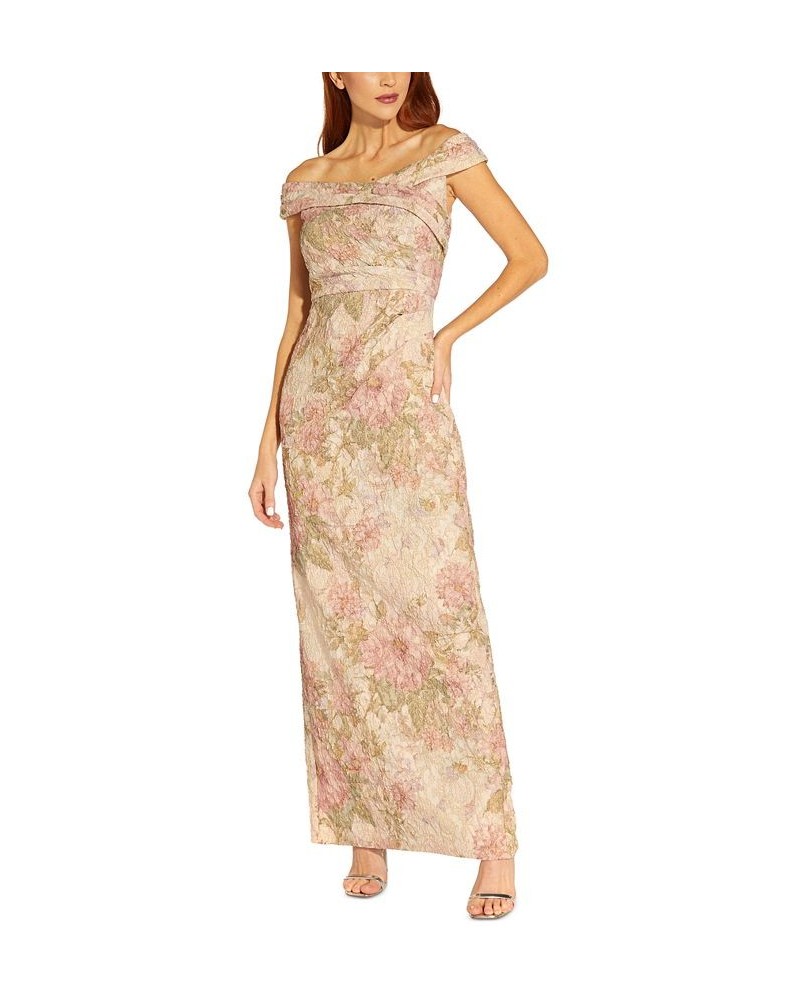 Off-The-Shoulder Floral Gown Rose Multi $113.96 Dresses