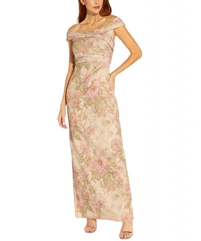 Off-The-Shoulder Floral Gown Rose Multi $113.96 Dresses