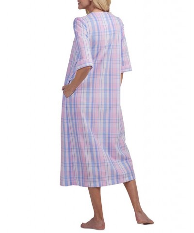 Petite Embroidered Zip-Front Nightgown Blue $26.24 Sleepwear