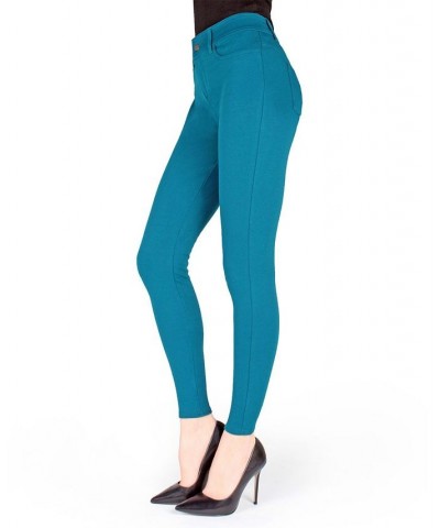 Women's Pants-Style Ponte Basic Pocket Leggings Blue $30.80 Pants