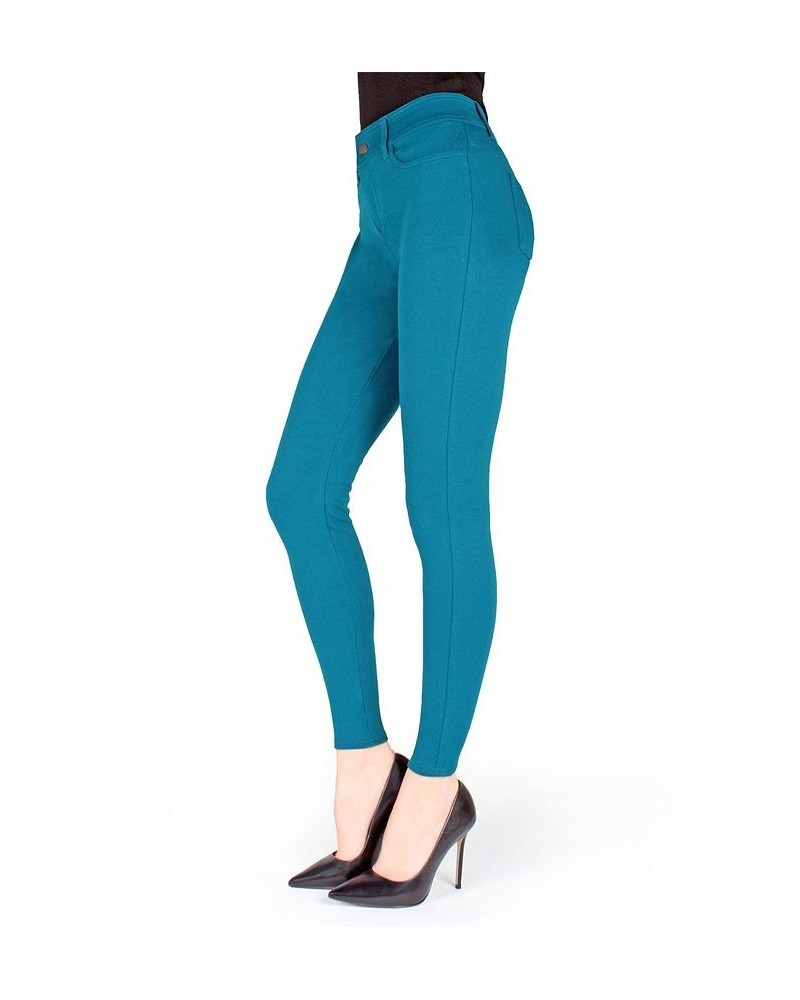 Women's Pants-Style Ponte Basic Pocket Leggings Blue $30.80 Pants