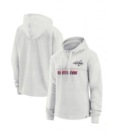 Women's Branded Ash Washington Capitals True Classics Legacy Quarter-Zip Hoodie Ash $28.06 Sweatshirts