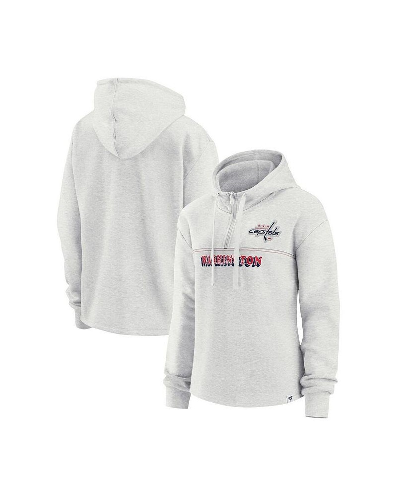 Women's Branded Ash Washington Capitals True Classics Legacy Quarter-Zip Hoodie Ash $28.06 Sweatshirts