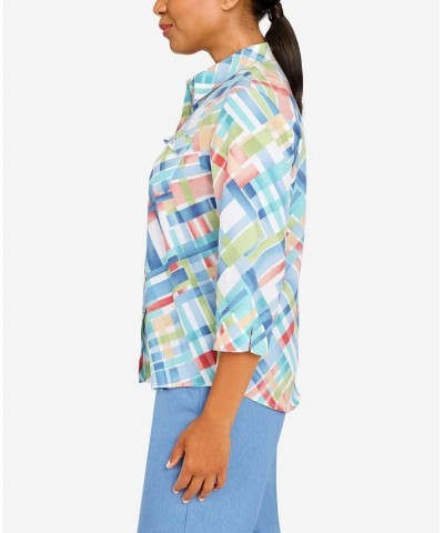 Women's Peace Of Mind Plaid Button Down Top Multi $31.97 Tops