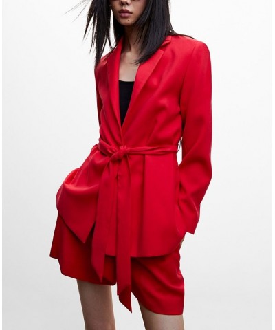 Women's Long Sleeve Bow Suit Blazer Red $41.60 Jackets