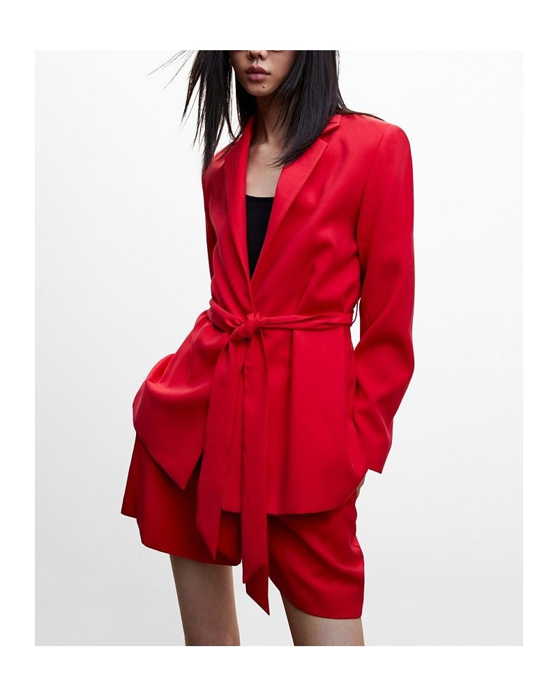 Women's Long Sleeve Bow Suit Blazer Red $41.60 Jackets