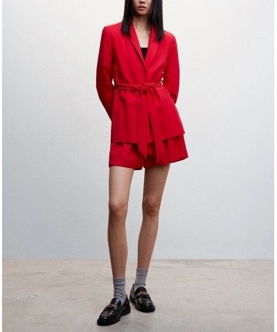 Women's Long Sleeve Bow Suit Blazer Red $41.60 Jackets