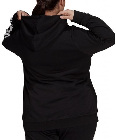 Essentials Plus Size French Terry Logo-Sleeve Hoodie Black/White $29.70 Sweatshirts