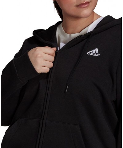 Essentials Plus Size French Terry Logo-Sleeve Hoodie Black/White $29.70 Sweatshirts