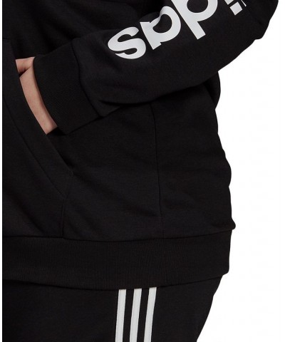 Essentials Plus Size French Terry Logo-Sleeve Hoodie Black/White $29.70 Sweatshirts