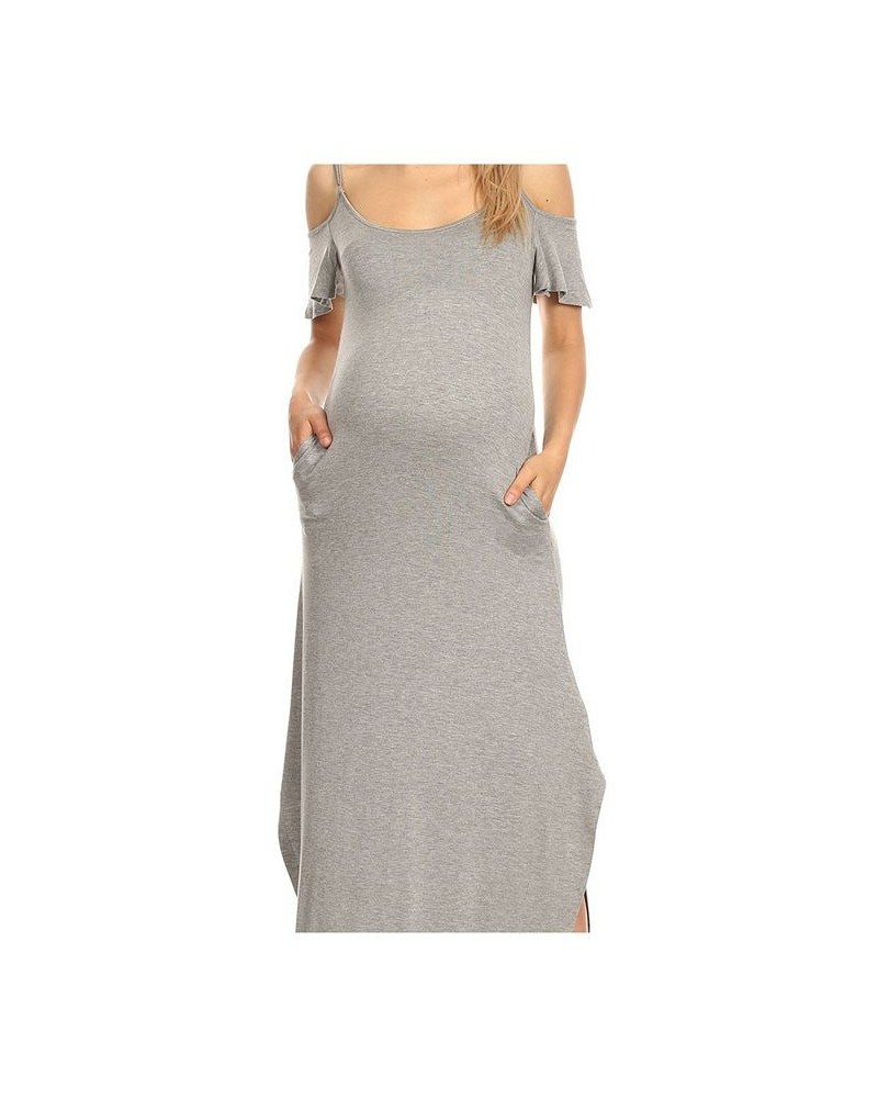 Plus Size Maternity Lexi Maxi Dress Heather Grey $32.40 Dresses