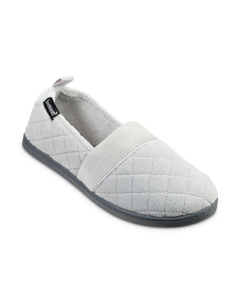 Quilted Memory Foam Microterry Slip On Slippers Gray $24.00 Shoes